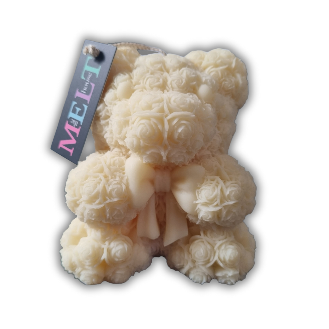 Creme Floral Bear Candle